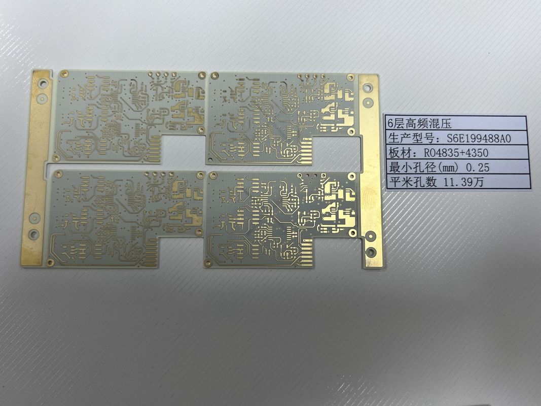 100% elektrischer Test Rogers PCB-Board mit Gold-Finixierung 6 Schichten RO4835+4350 Mischung