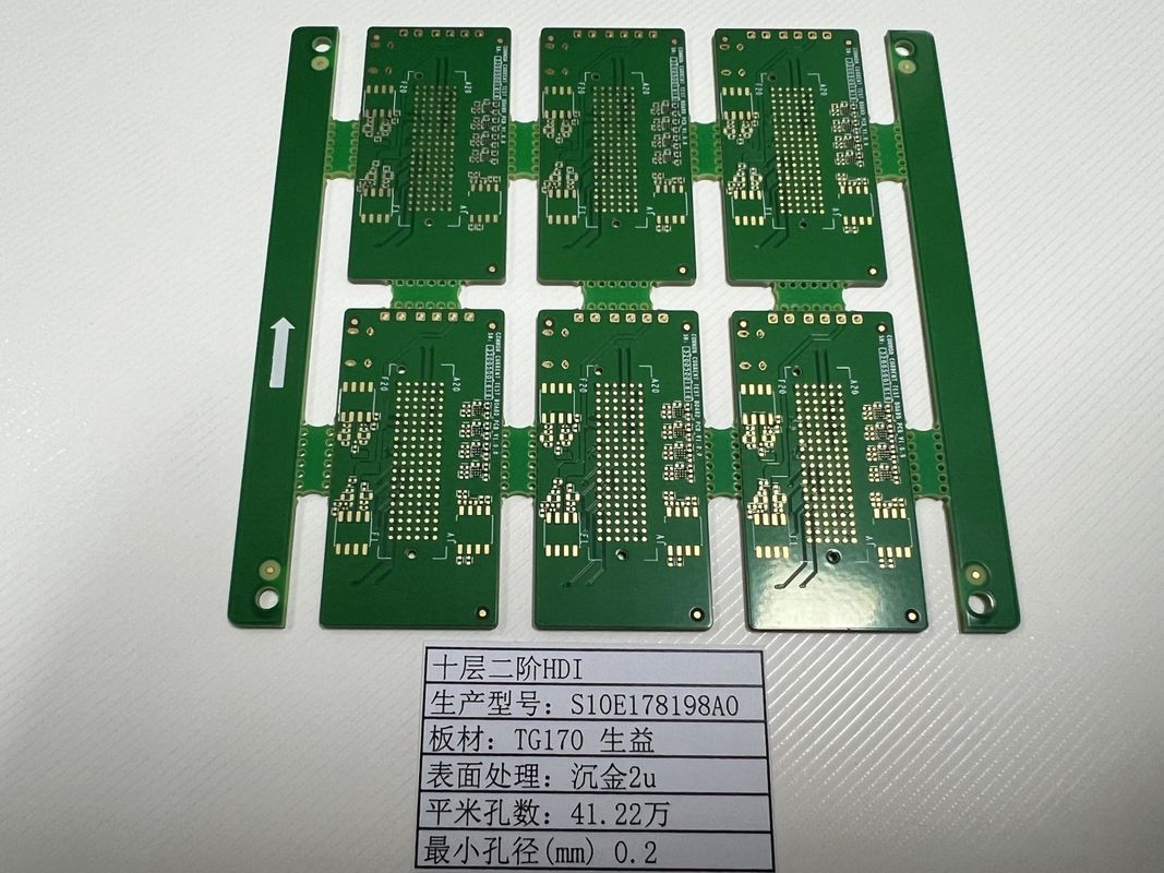 10L HDI-PCB-Board 2+N+2 mit Mindestspuren 3/3mil Board 0,4-3,2mm SHENGYI TG170 ENIG3-8U