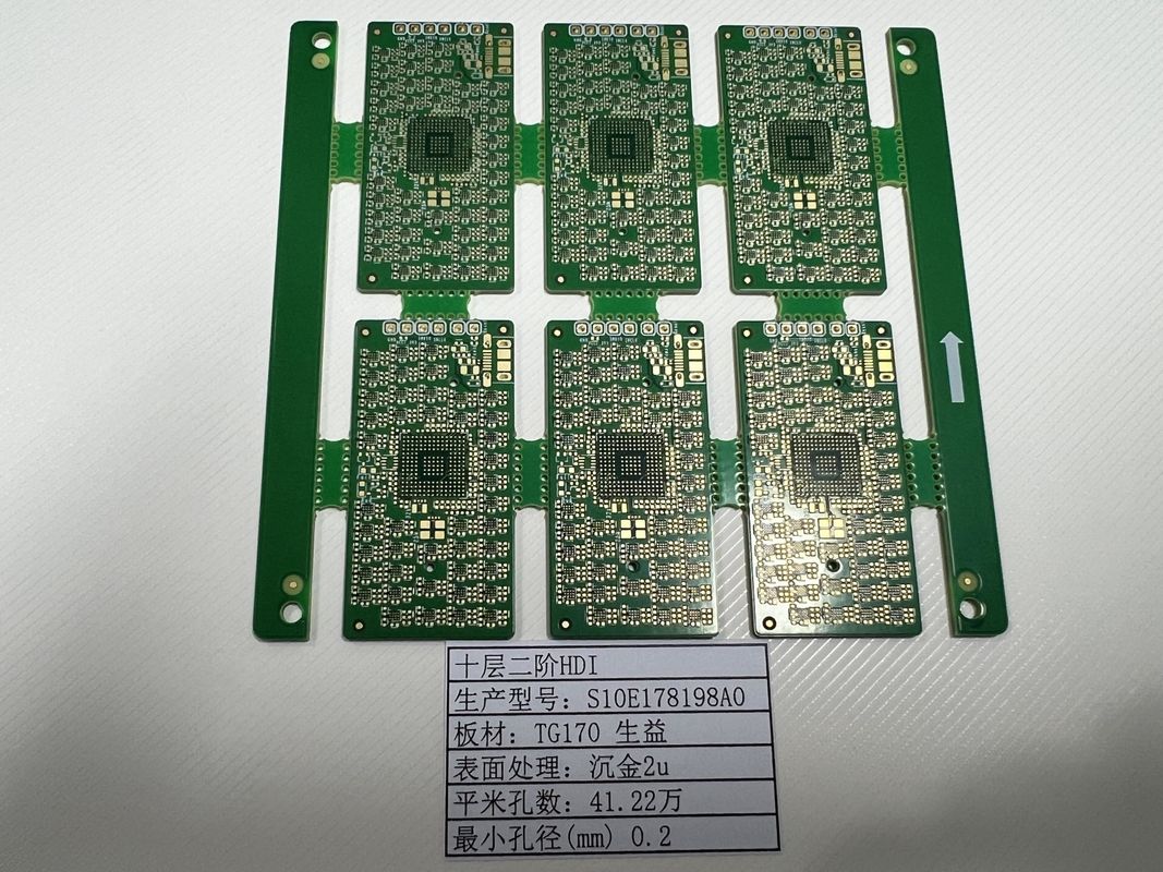 OEM HDI Leiterplatte 10 Schicht 2+N+2 X-Strahl getestet Ultra dünn 0,2 mm-6,00 mm
