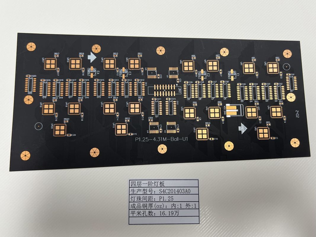 LED-Bildschirm P1.25 4L 1+N+1 HDI-Spezial-PCB-Board mit 0,15 mm Mindestlochgröße für Lampenanschlüsse